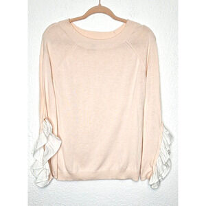 Chelsea28 Sweater‎ Womens Small Pink Pastel Cashmere Ruffle Soft Girl Coquette